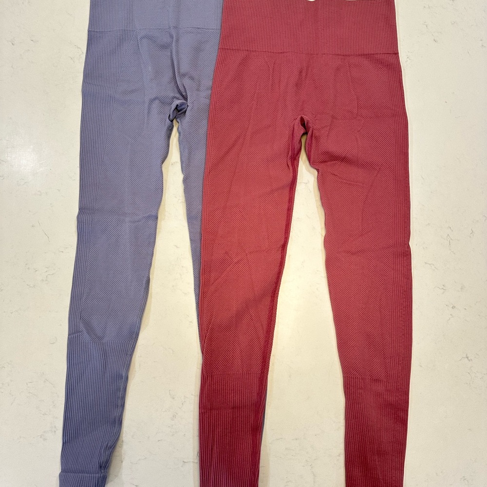 Ribbed Leggings Set - purple & pink